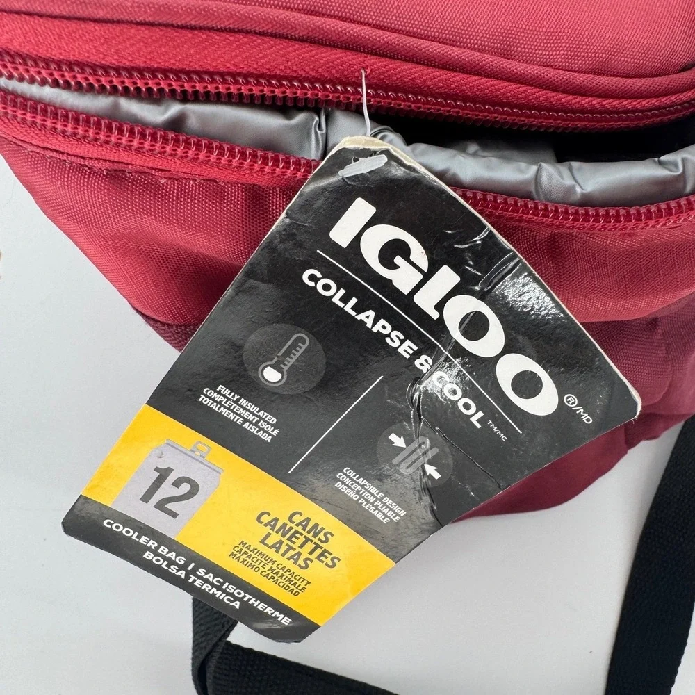 Igloo Collapse & Cool Unisex Cooler Bag 12 Can Red Insulated Shoulder Strap